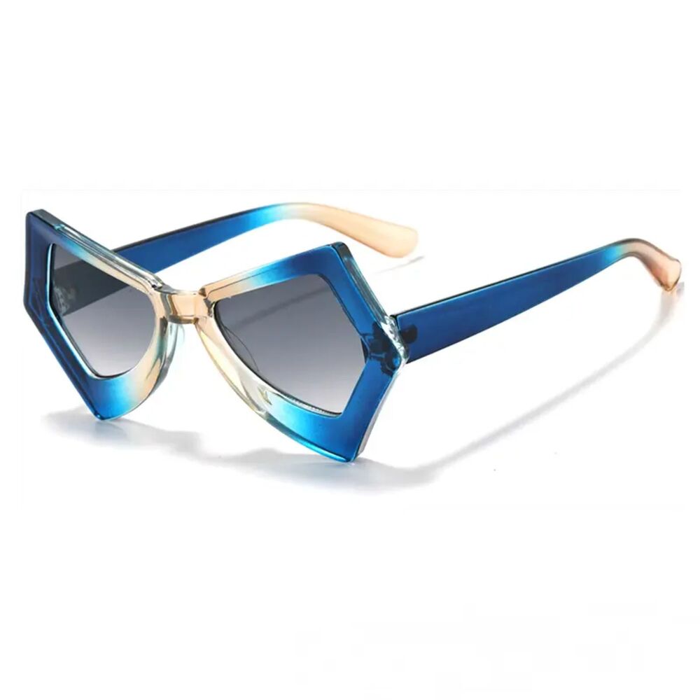 BLUE MULTICOLOR RETRO BUTTERFLY CAT EYE FASHION SUNGLASSES